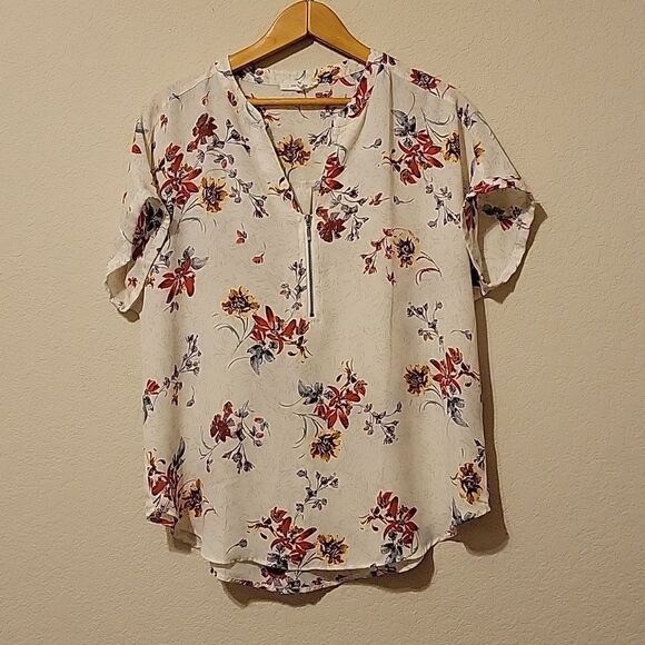 Maurice 🦊 size M floral blouse with zipper front - Picture 1 of 4